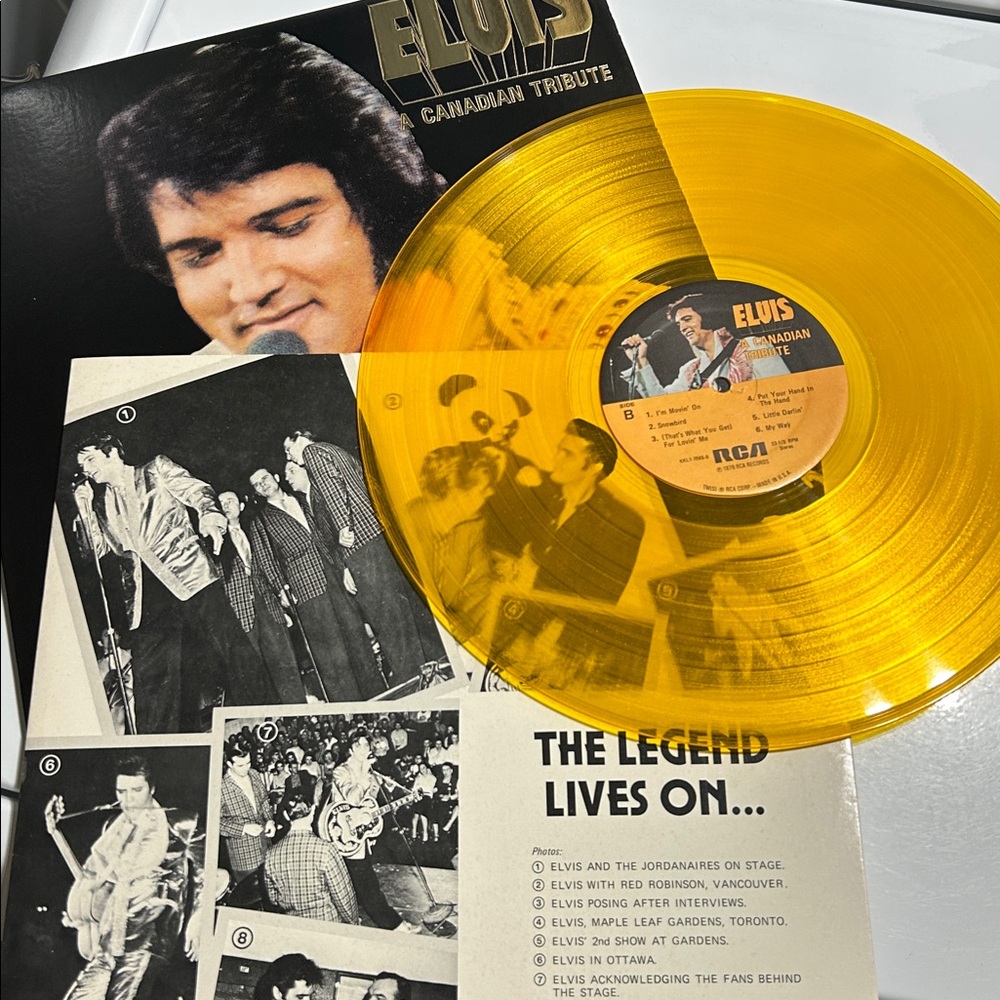 Elvis Presley A Canadian Tribute With Signature 1978 Yellow LP Vinyl Record RCA